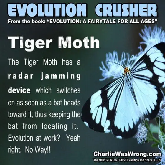 This is an image that is talking about the tiger moth. It has the ability to jam the radar from the bat so it won't get eaten because bats use radar AKA sonar.