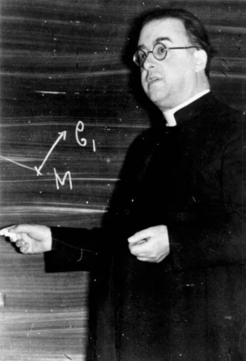 Georges-Lemaitre - YecHeadquarters This is an image of George Lemaitre who came up with the Big Bang Theory. He's a Catholic priest and a professor.